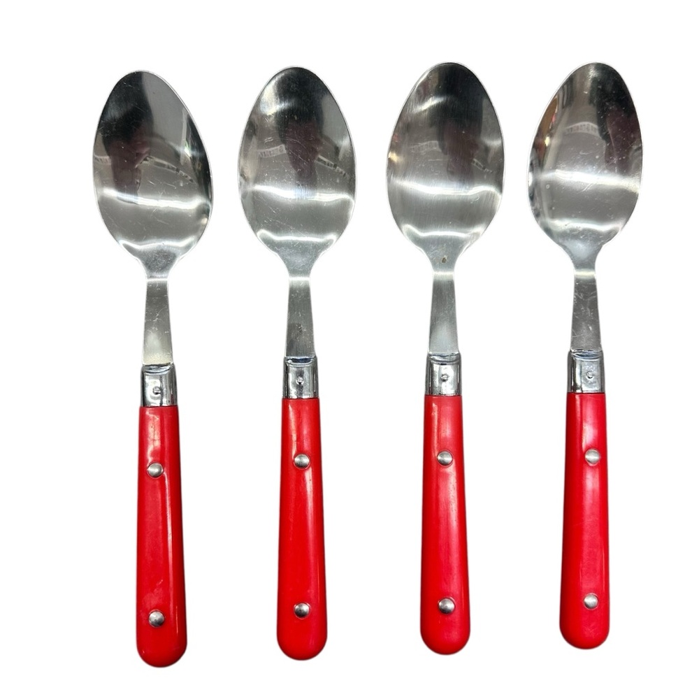 Washington Forge Mardi Gras Red Handle Stainless Steel Soup Spoon Set of 4